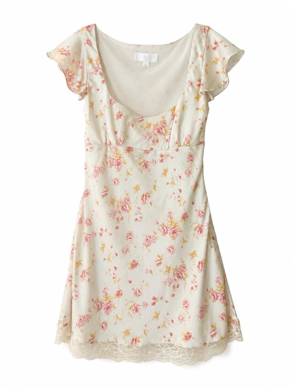 Zara Pastel Yellow Mini Dress with Subtle Pink Accents